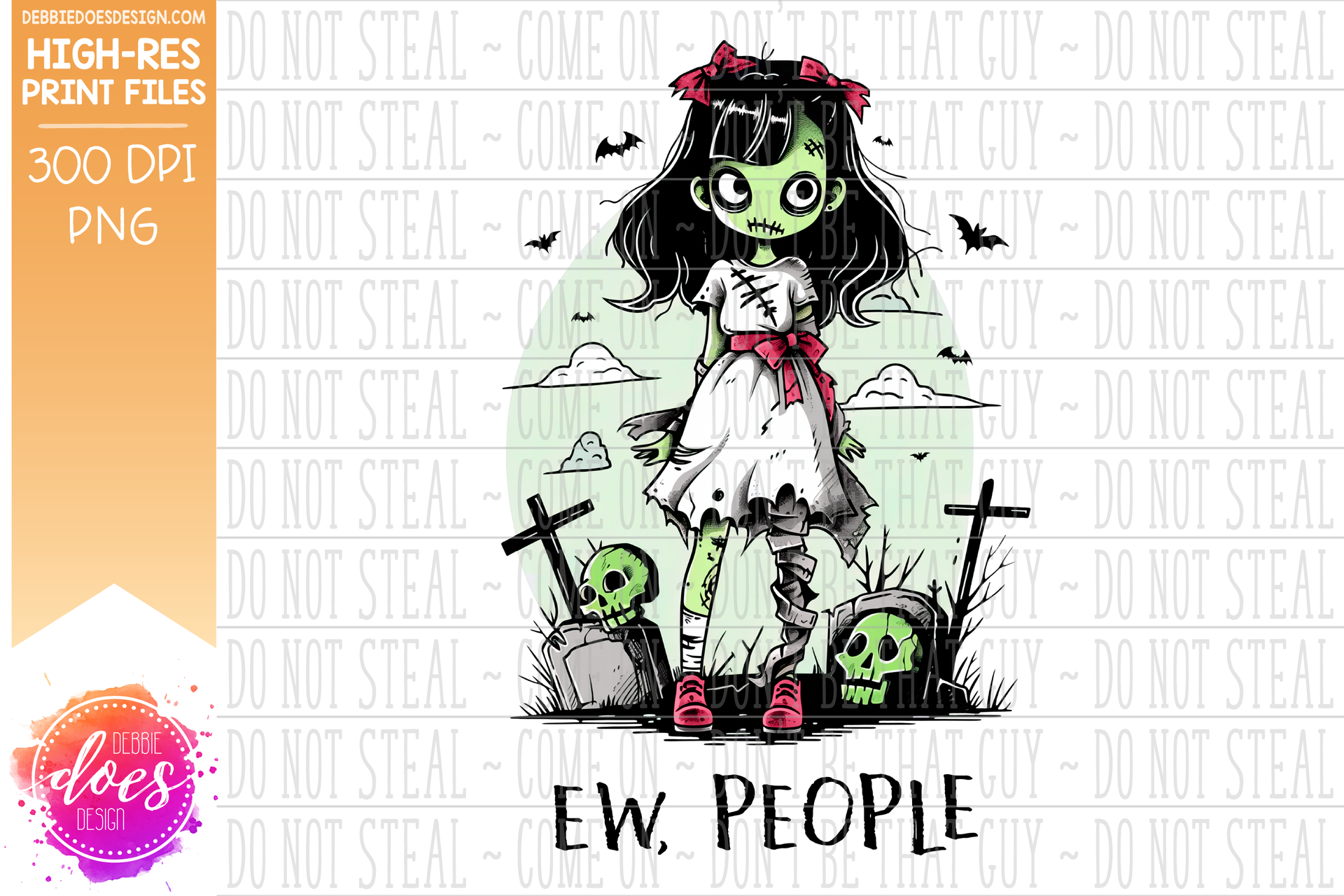 Ew People - Zombie Girl - Printable/Sublimation Design– Debbie Does Design