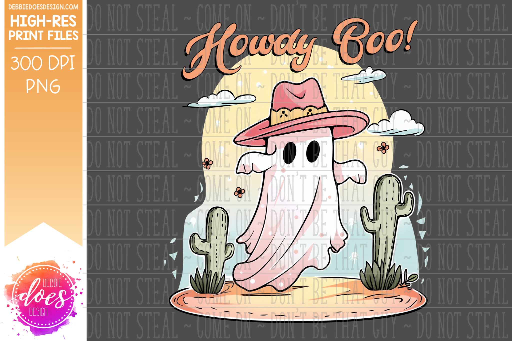 Howdy Boo Western Ghost Pastels - AI Assisted Printable/Sublimation De ...