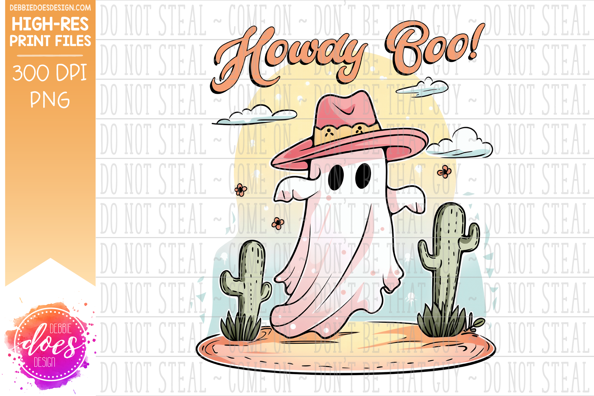 Howdy Boo Western Ghost Pastels - AI Assisted Printable/Sublimation De ...
