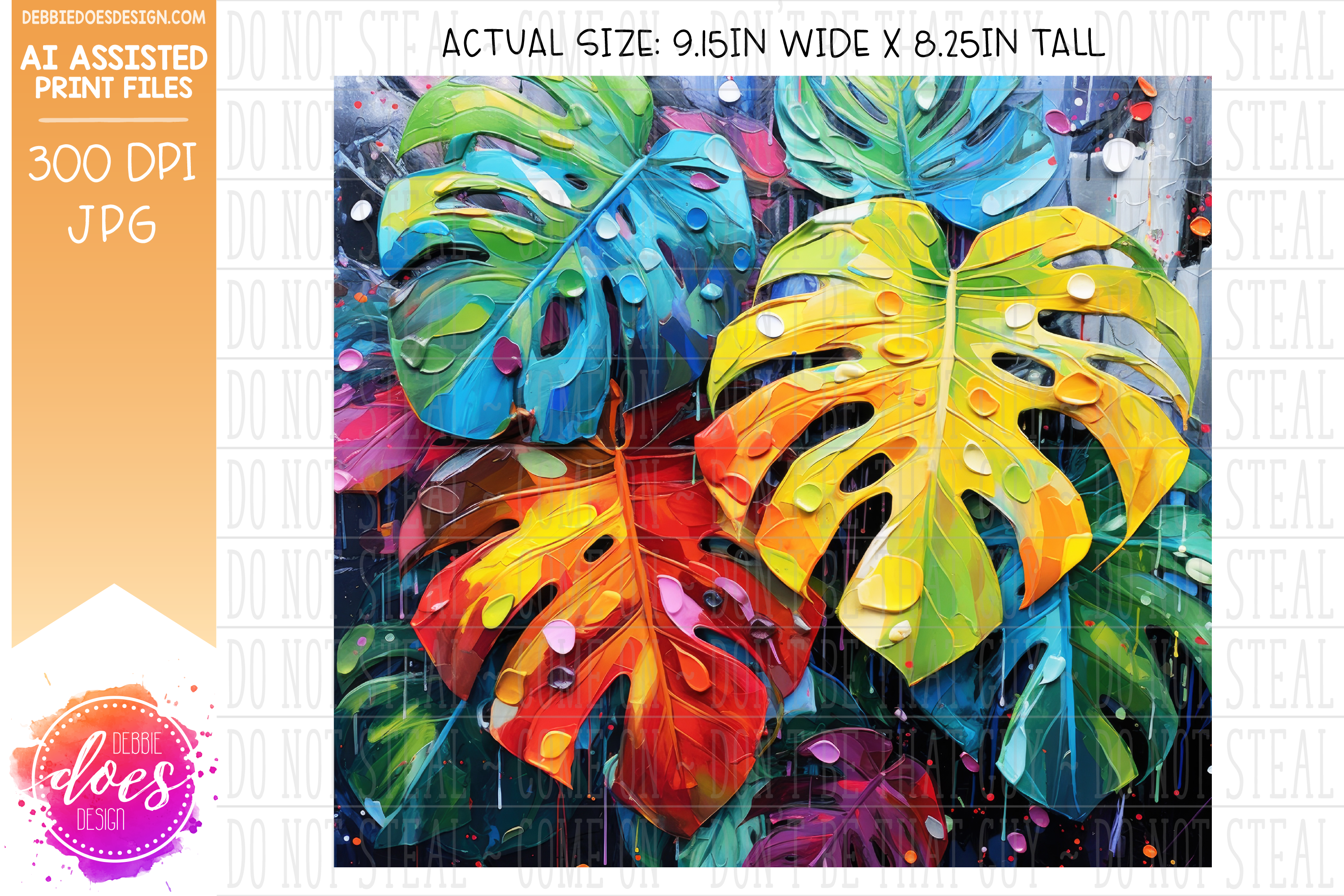 Thick Acrylic Painting - Monstera Leaves 2 - Tumbler - Printable/Subli–  Debbie Does Design