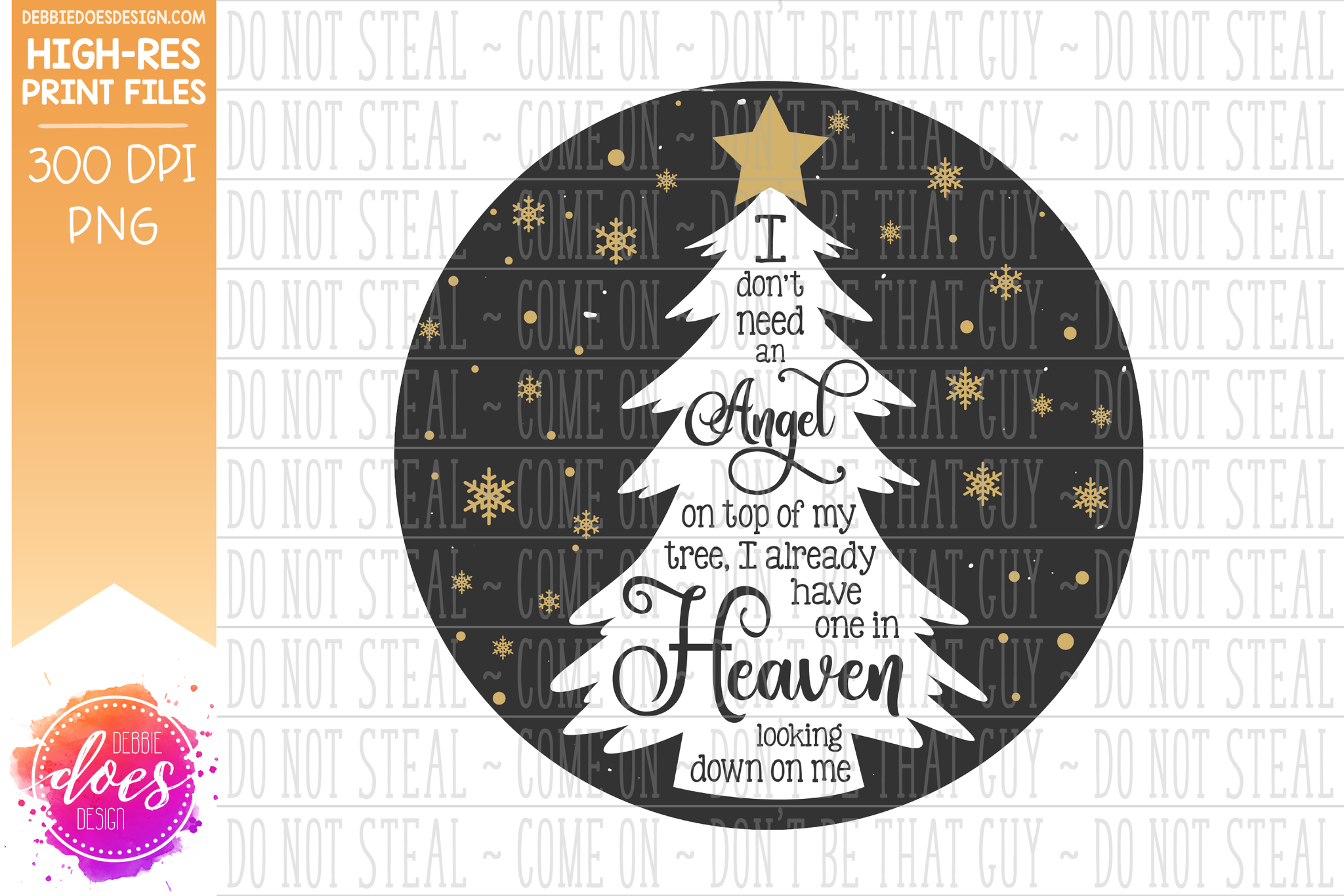 Angel Tree Lettering Angel on Tree - 2 Versions! - Sublimation/Printable Design – Debbie ...