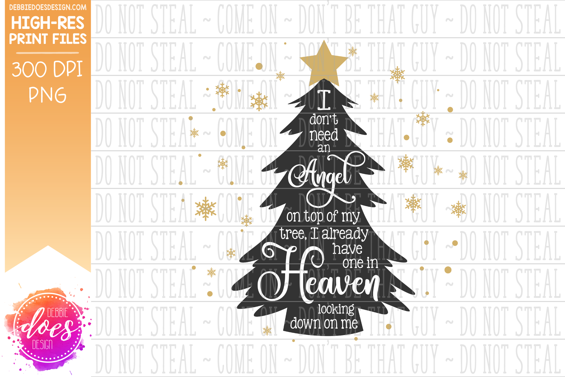 Angel Tree Lettering Angel on Tree - 2 Versions! - Sublimation/Printable Design – Debbie ...