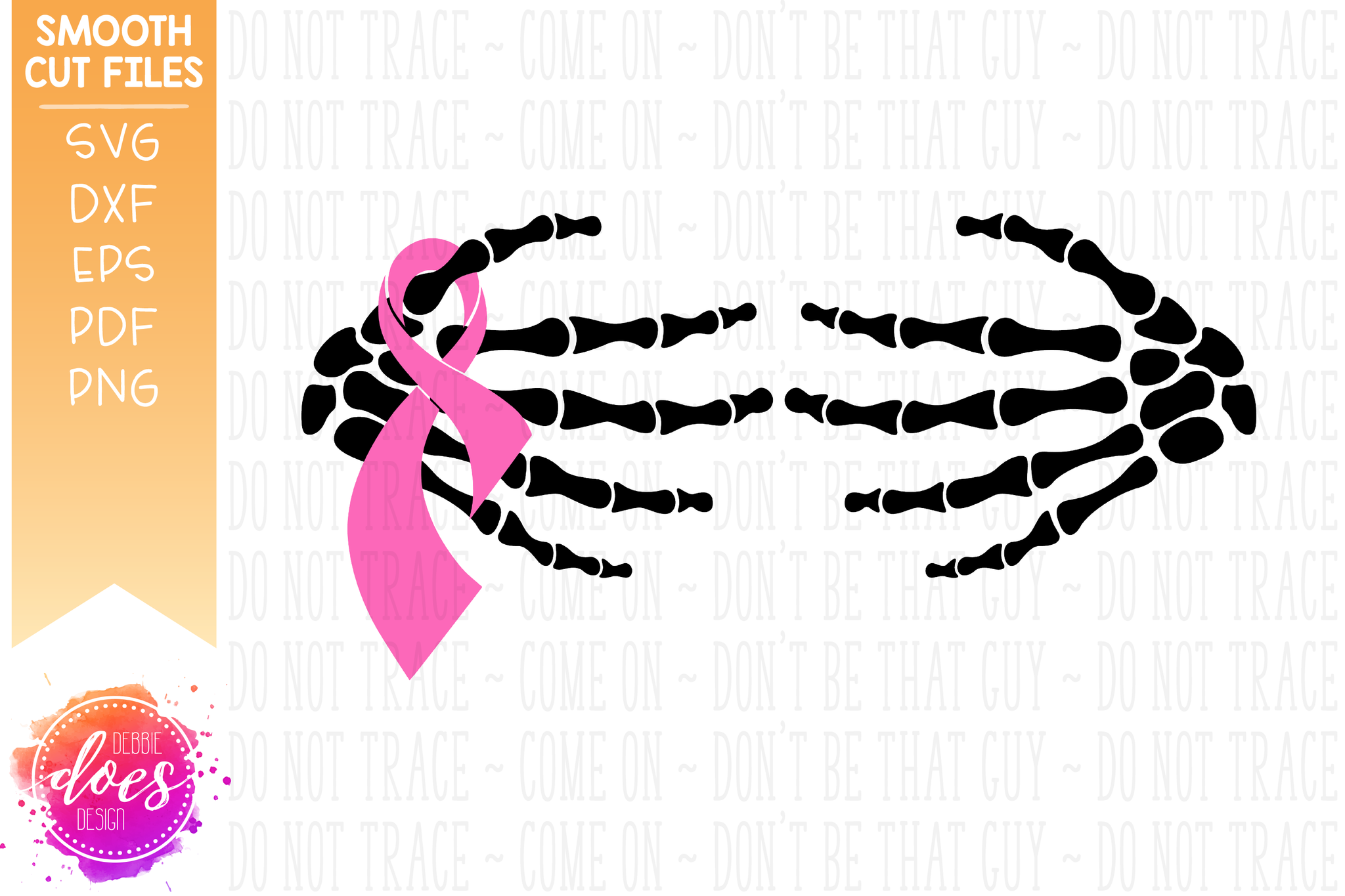 Breast Cancer Skeleton Hands and Ribbon - SVG File– Debbie Does Design