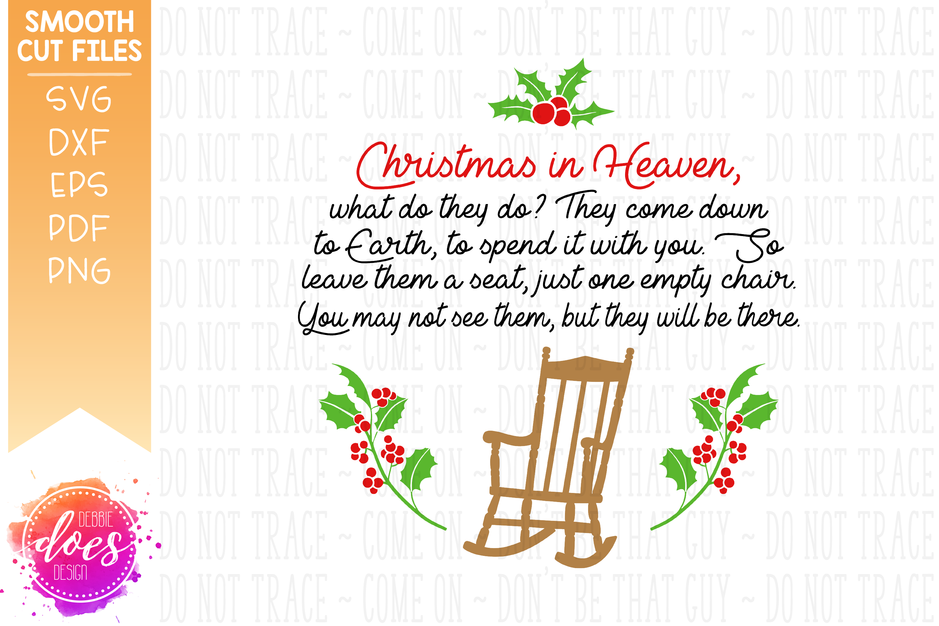 christmas in heaven - chair poem - circle svg file – debbie does