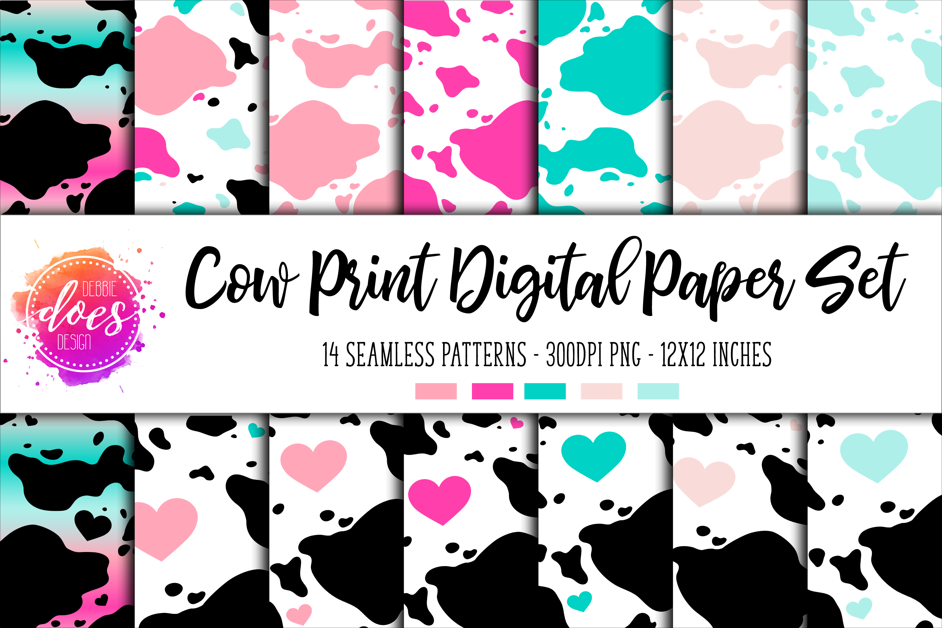 Pink Cow Print  Digital Paper - VIP Vinyl Supply