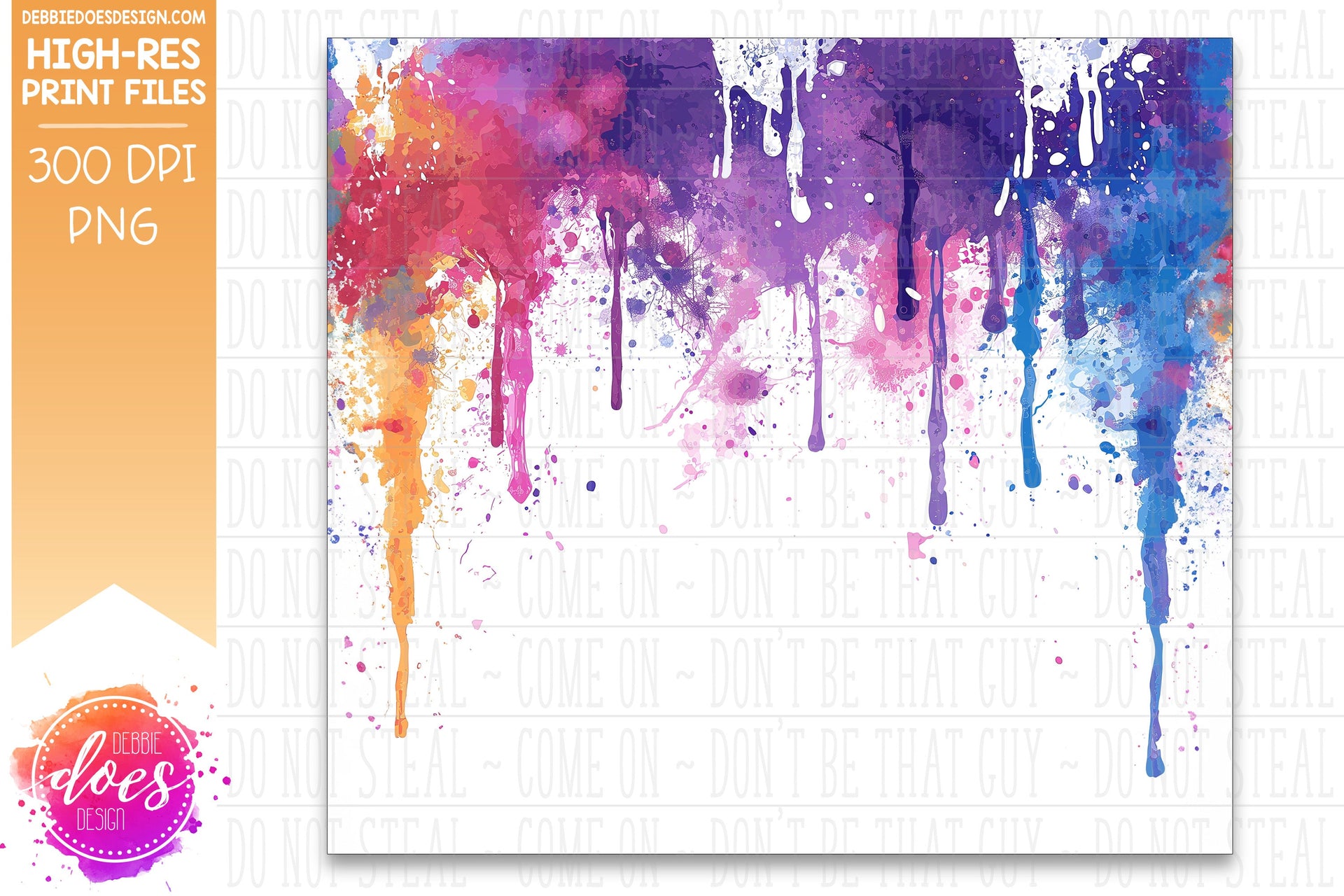 Rainbow Drippy Paint On White Seamless Tumbler Sublimation Printable Rainbow Drippy Paint On White Seamless Tumbler Sublimation Printable