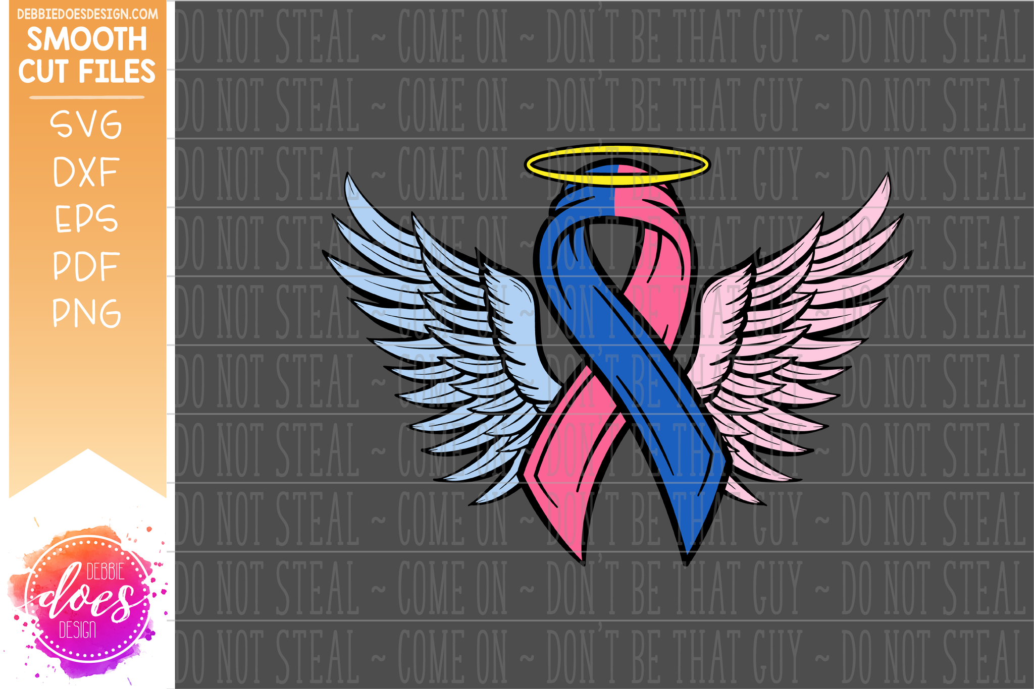 Two Color Svg Images Awareness Ribbon Wings with Halo - 2 Color - SVG File – Debbie Does Design